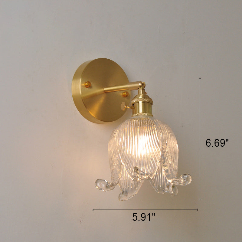 Brass Glass Bell Flower Wall Lamp