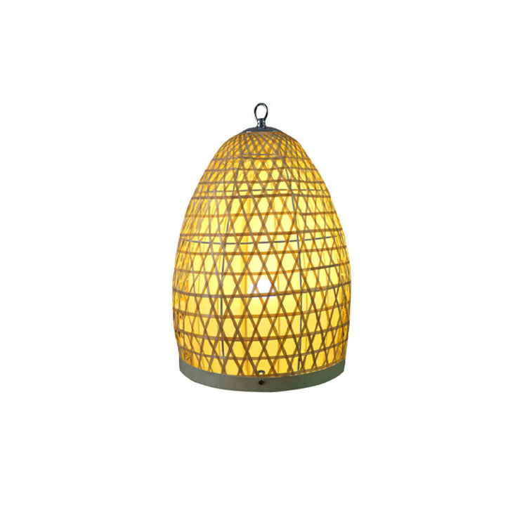 Bamboo Weaving Parchment Oval Floor Lamp