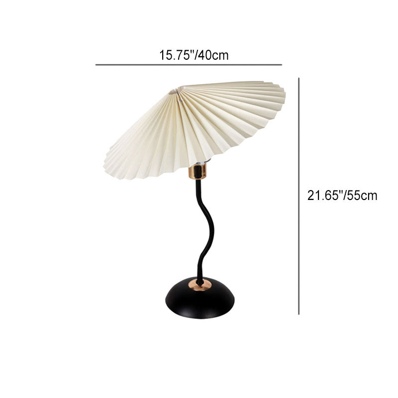 Pleated Fabric Round Iron Table Lamp