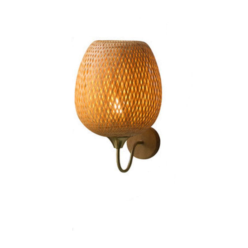 Bamboo Weaving Handwoven Round Wall Lamp