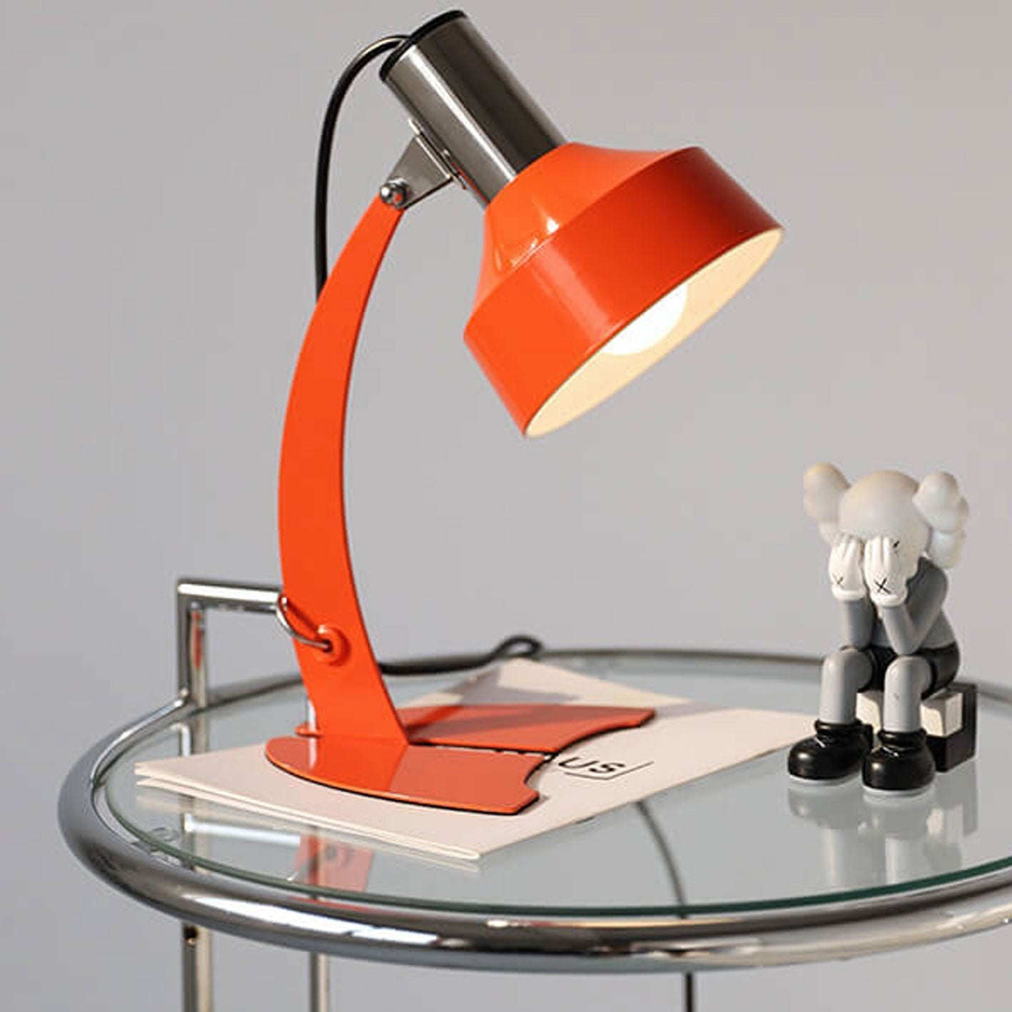 Orange Iron Dome Fishtail Table Lamp