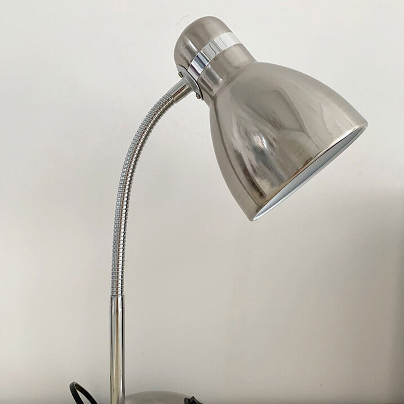 Aged Chrome Metal Table Lamp