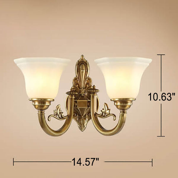 Brass Glass Cone Carved Wall Lamp