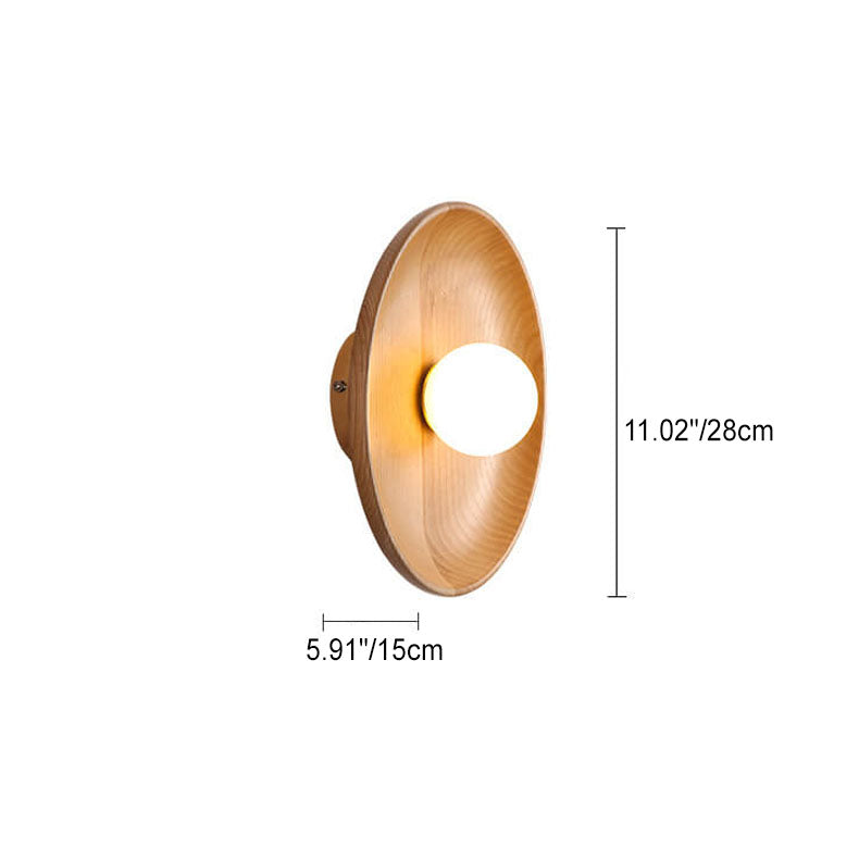Round Disc Solid Wood Wall Lamp
