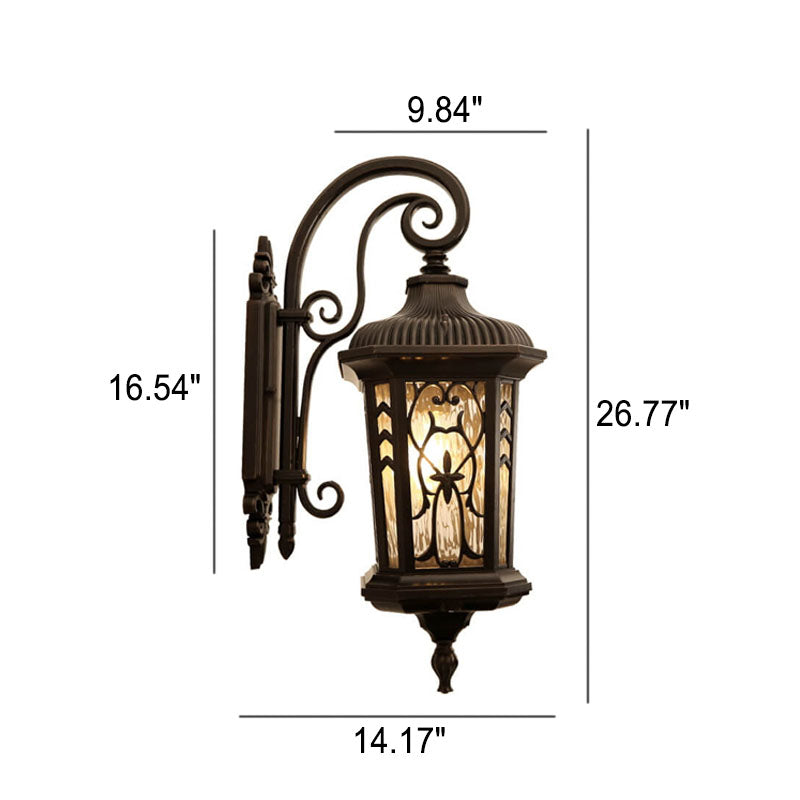 Carved Cage Aluminum Glass Outdoor Light