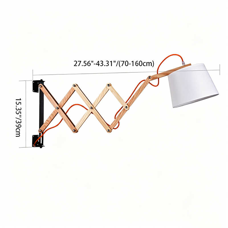 Fabric Cone Solid Wood Wall Lamp