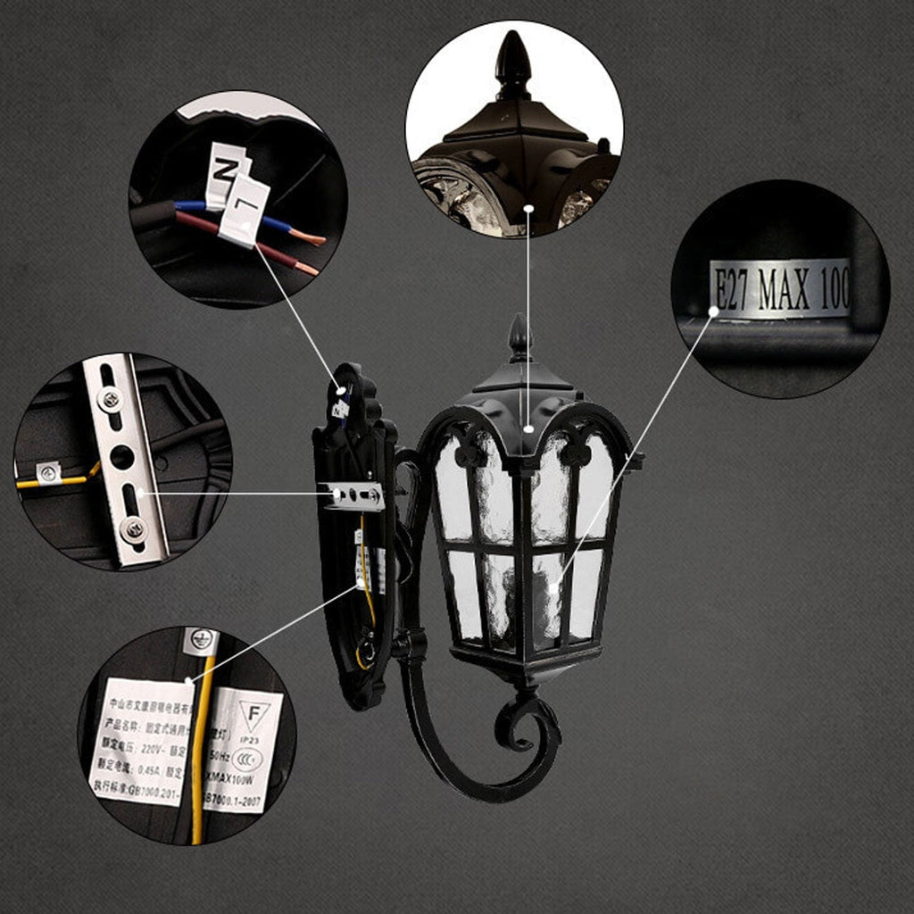 Glass Aluminum Lantern Outdoor Light