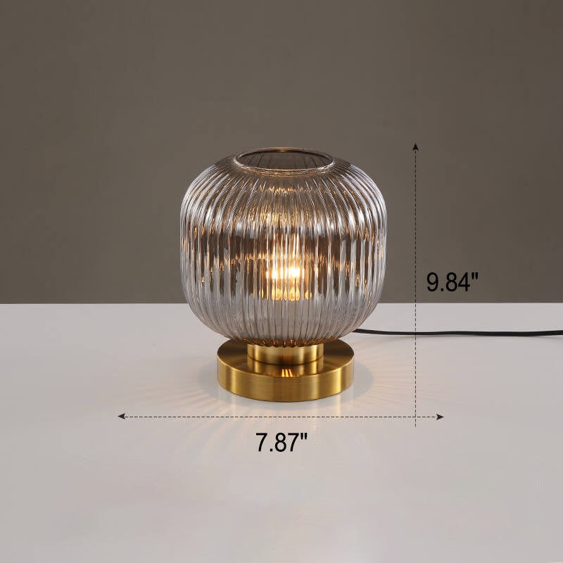 Striped Glass Oval Design Table Lamp