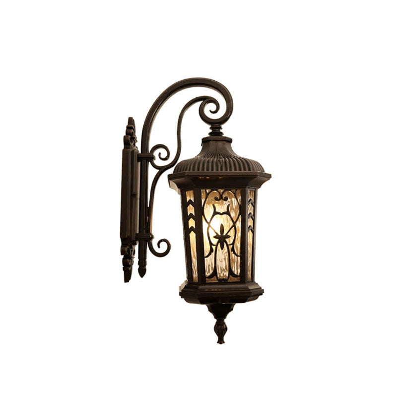 Carved Cage Aluminum Glass Outdoor Light