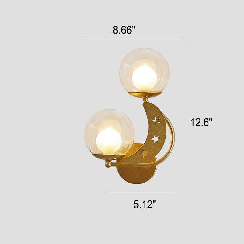 Glass Globe Lampshade Moon 2-Light Wall Lamp