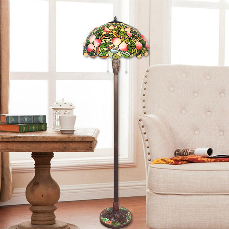 Stained Glass Fairy Peach 3-Light Floor Lamp