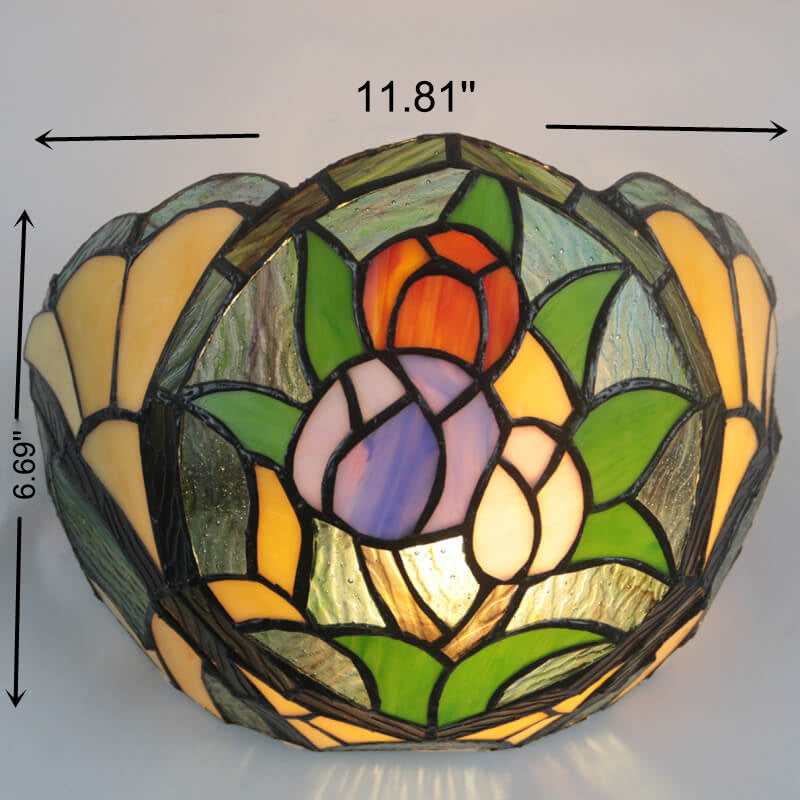 Flower Stained Glass Bowl Wall Lamp
