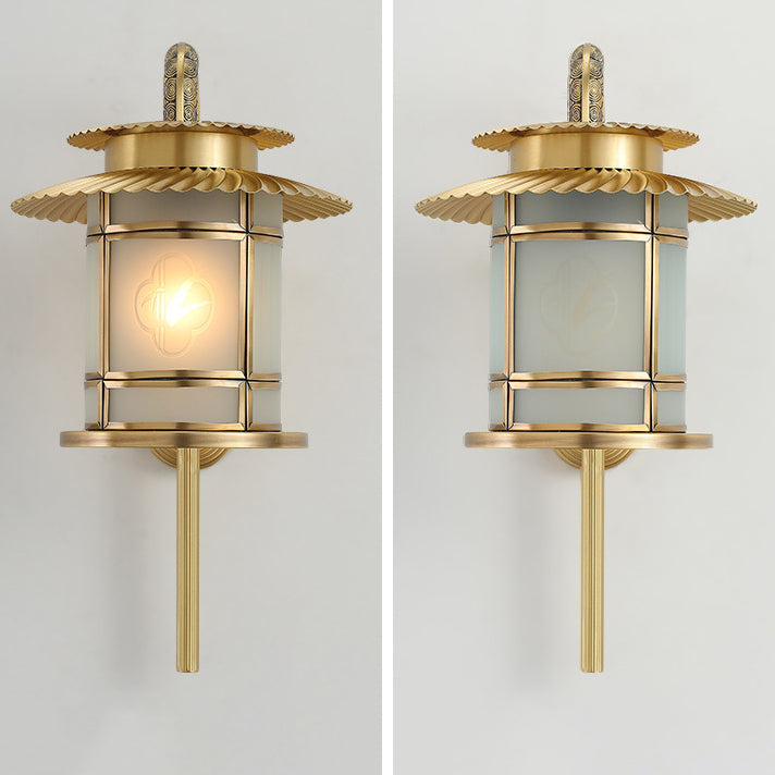 Copper Lantern Design Hallway Wall Lamp