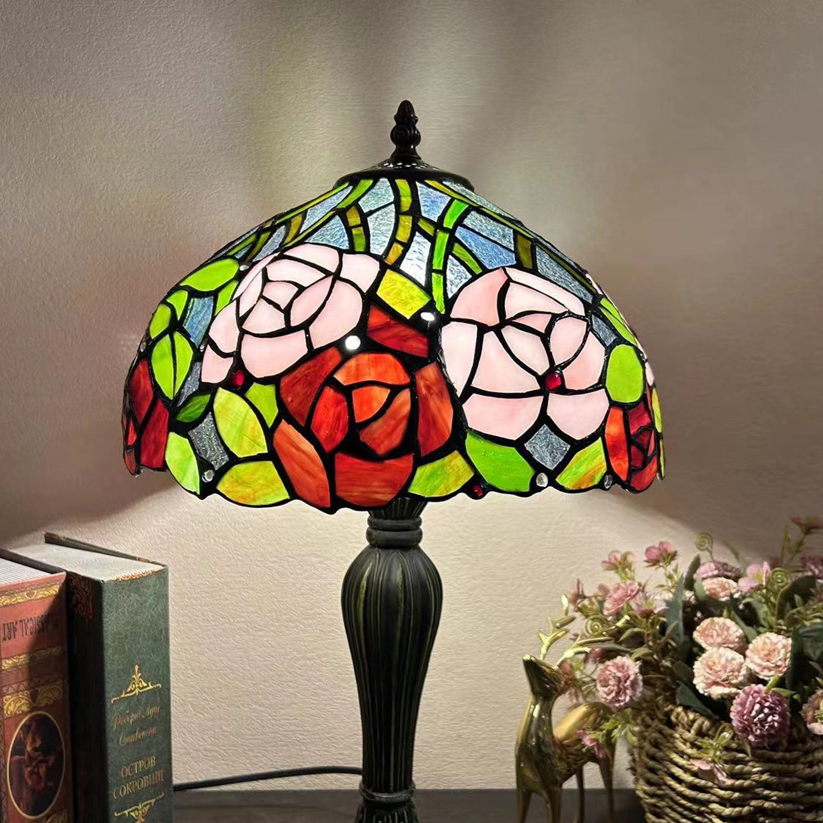 Metal Glass Dome Grape Table Lamp