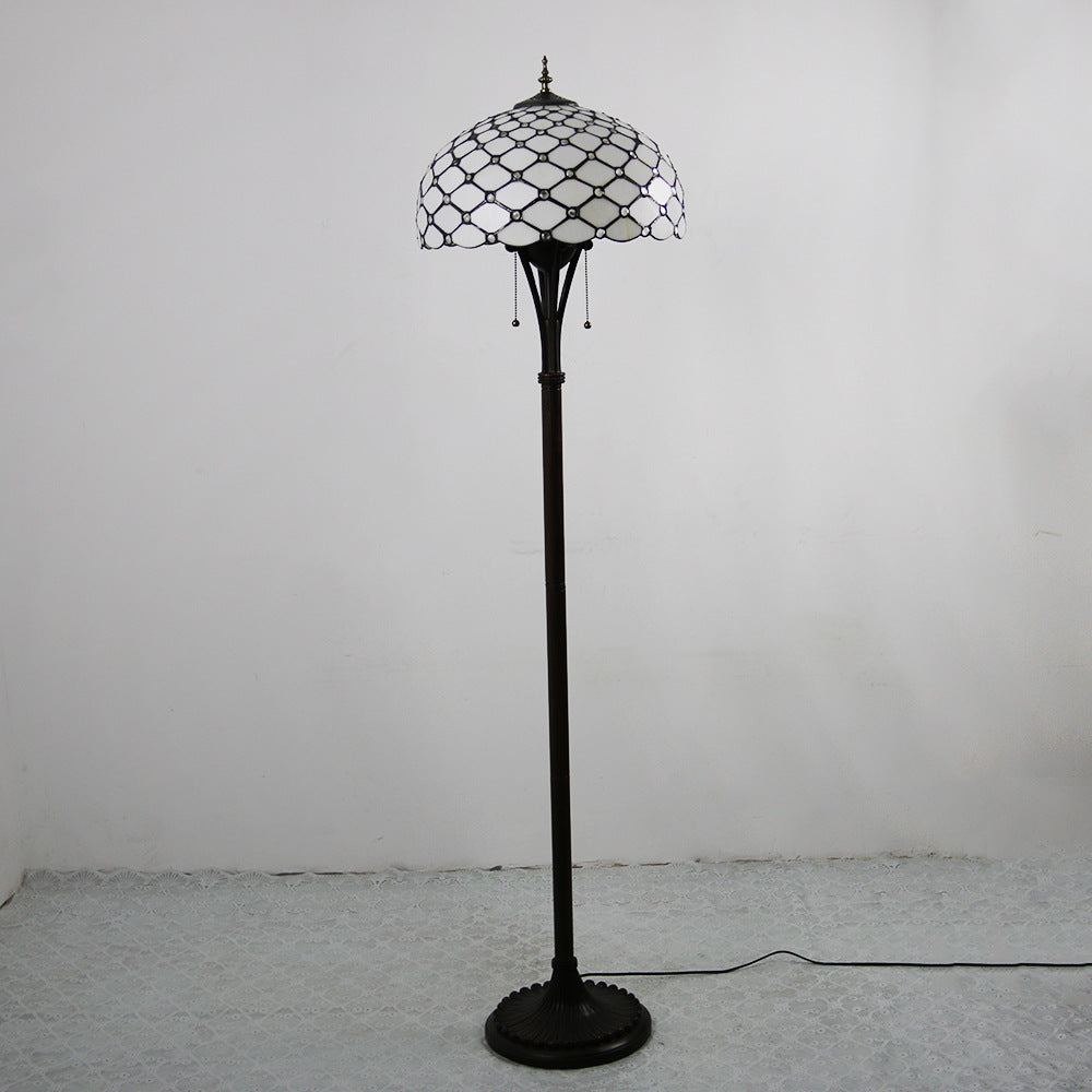 Mediterranean Dragonfly Stained Glass 2-Light Floor Lamp