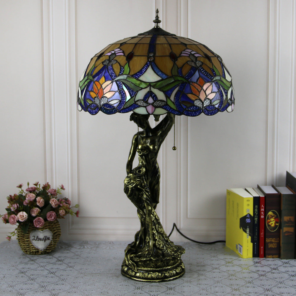 Stained Glass Beauty Resin 2-Light Table Lamp