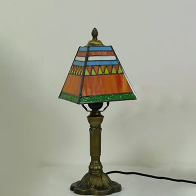 Square Stained Glass Iron Table Lamp