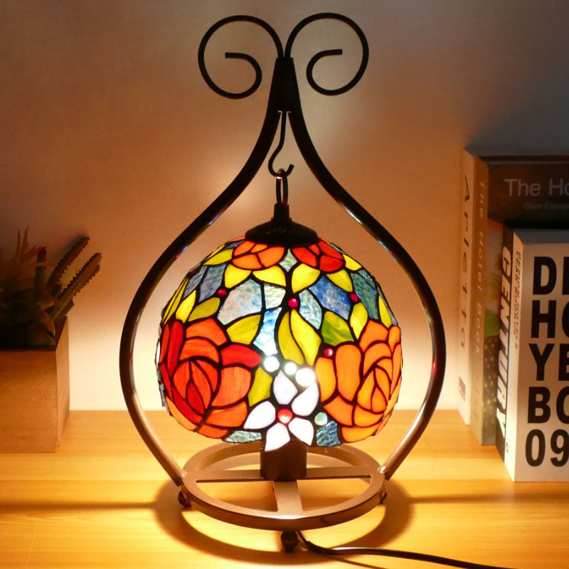 Style Heart Stained Glass Table Lamp