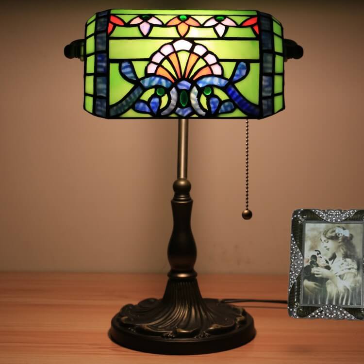 Baroque Stained Glass Bank Table Lamp