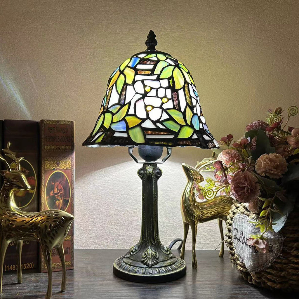 Alloy Glass Dome Flower Table Lamp