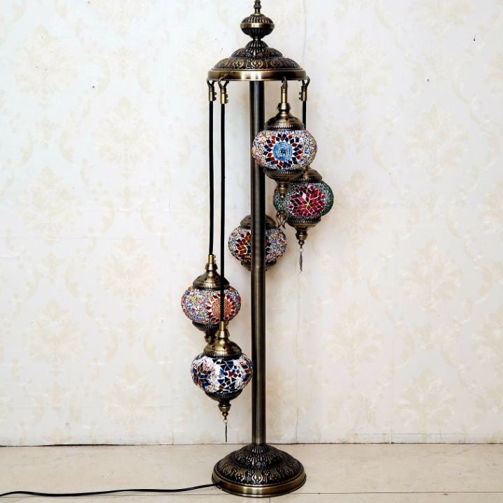 Oval Ball Iron Stained 7-Light Floor Lamp