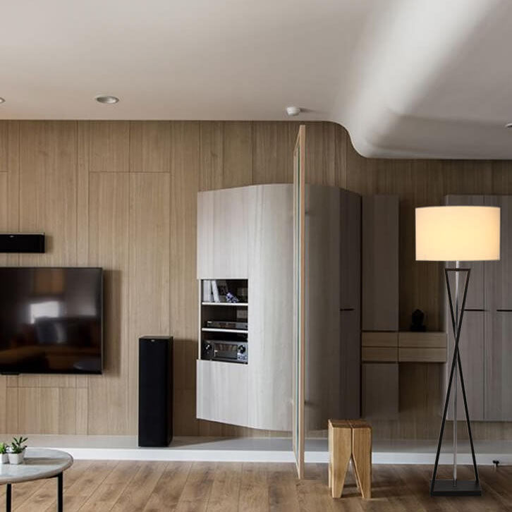 Fabric Cylindrical Floor Lamp