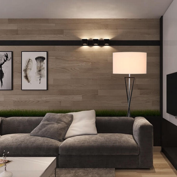 Fabric Cylindrical Floor Lamp