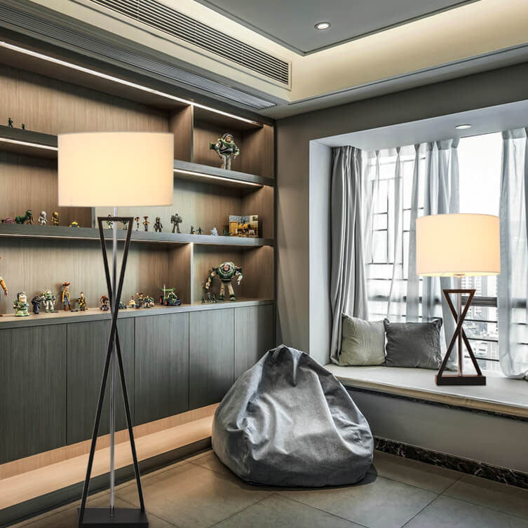 Fabric Cylindrical Floor Lamp