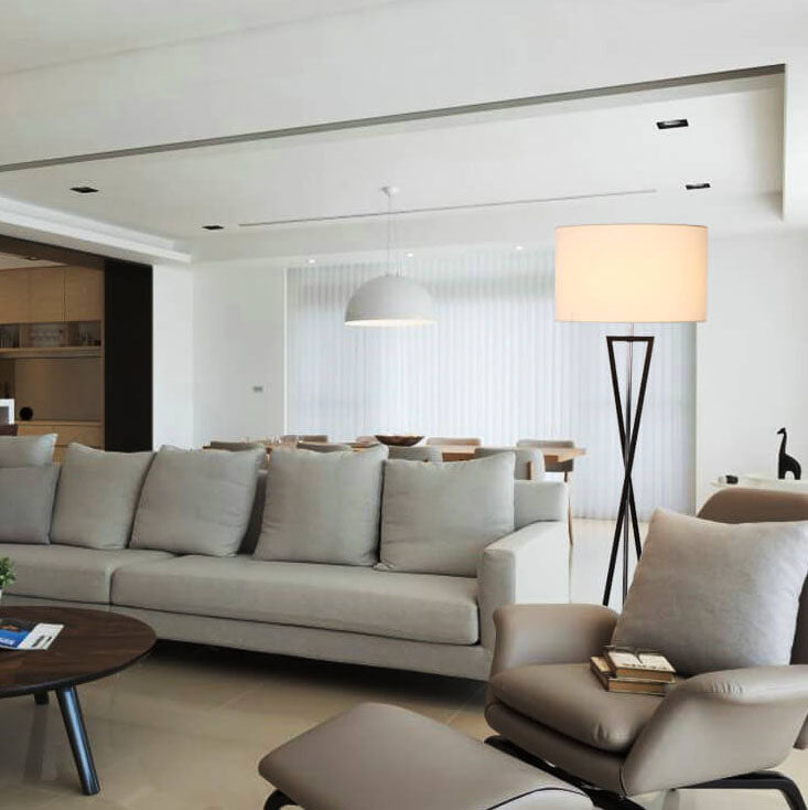 Fabric Cylindrical Floor Lamp