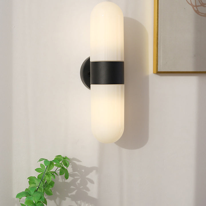 Capsule Iron Glass Bedroom 2-Light Wall Lamp