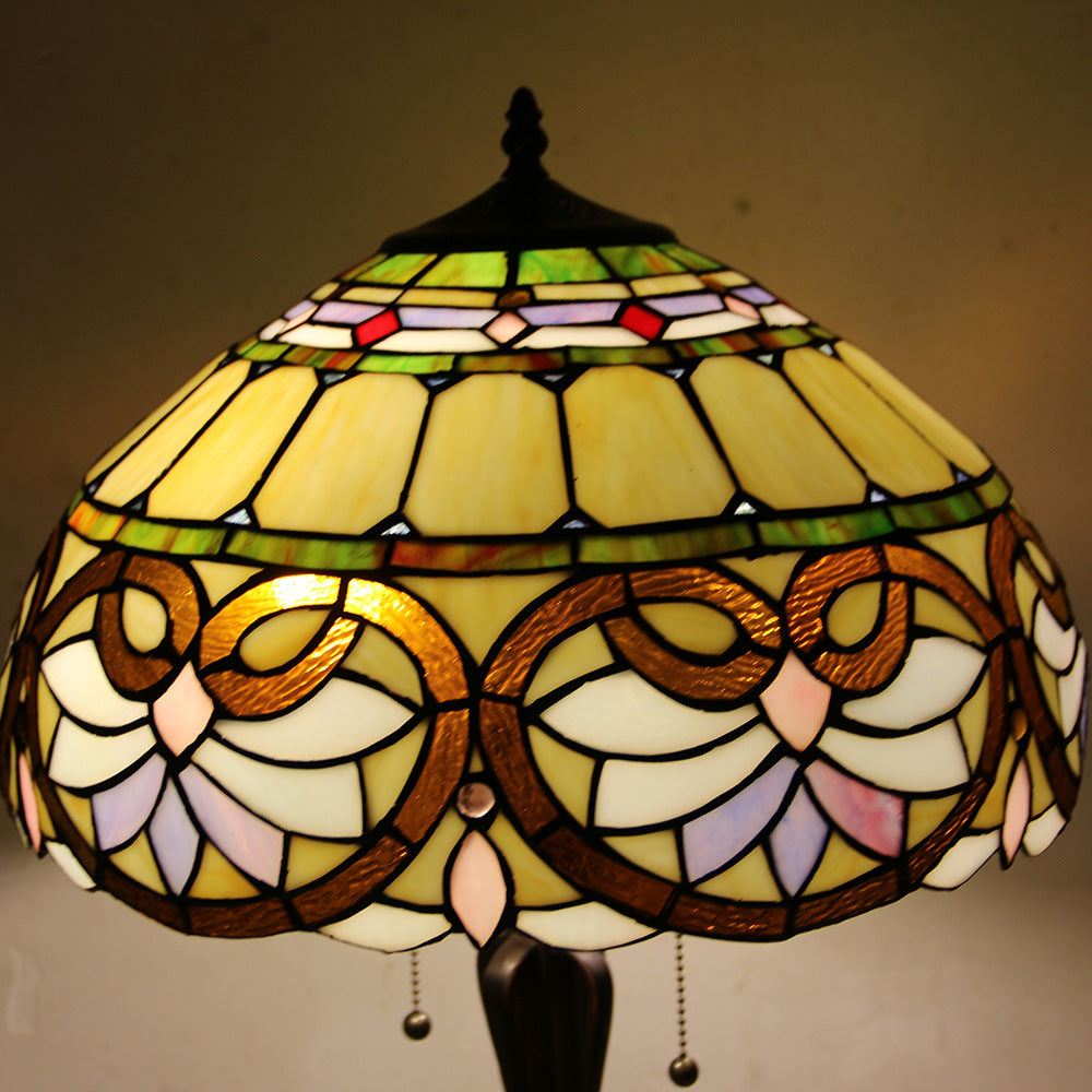 Mediterranean Stained Glass Cone 2-Light Table Lamp