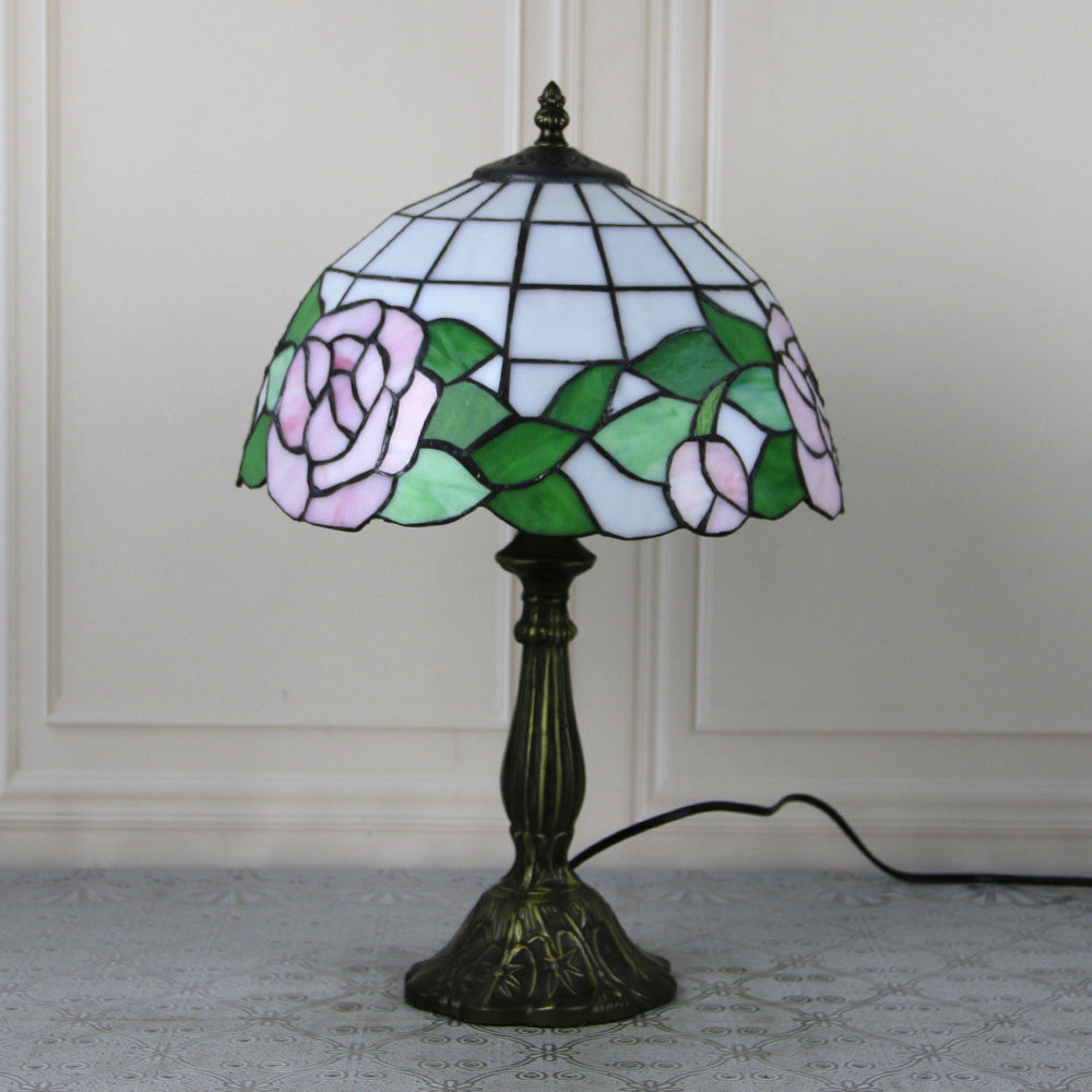Stained Glass Dome Lotus Table Lamp