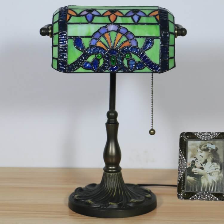 Baroque Stained Glass Bank Table Lamp