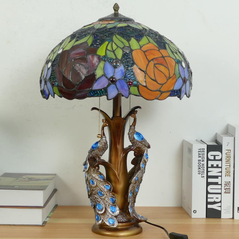 Stained Glass Resin Dome 2-Light Table Lamp