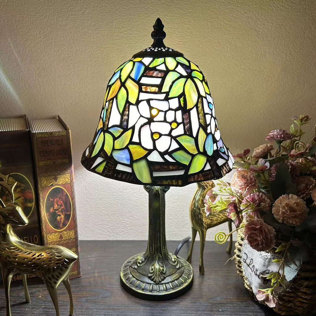 Alloy Glass Dome Flower Table Lamp