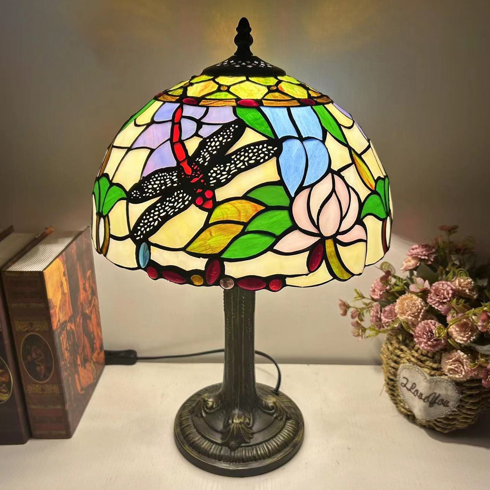 Dome Flower Iron Glass Table Lamp
