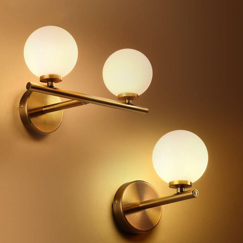 Milk White Round Ball 2-Light Wall Lamp