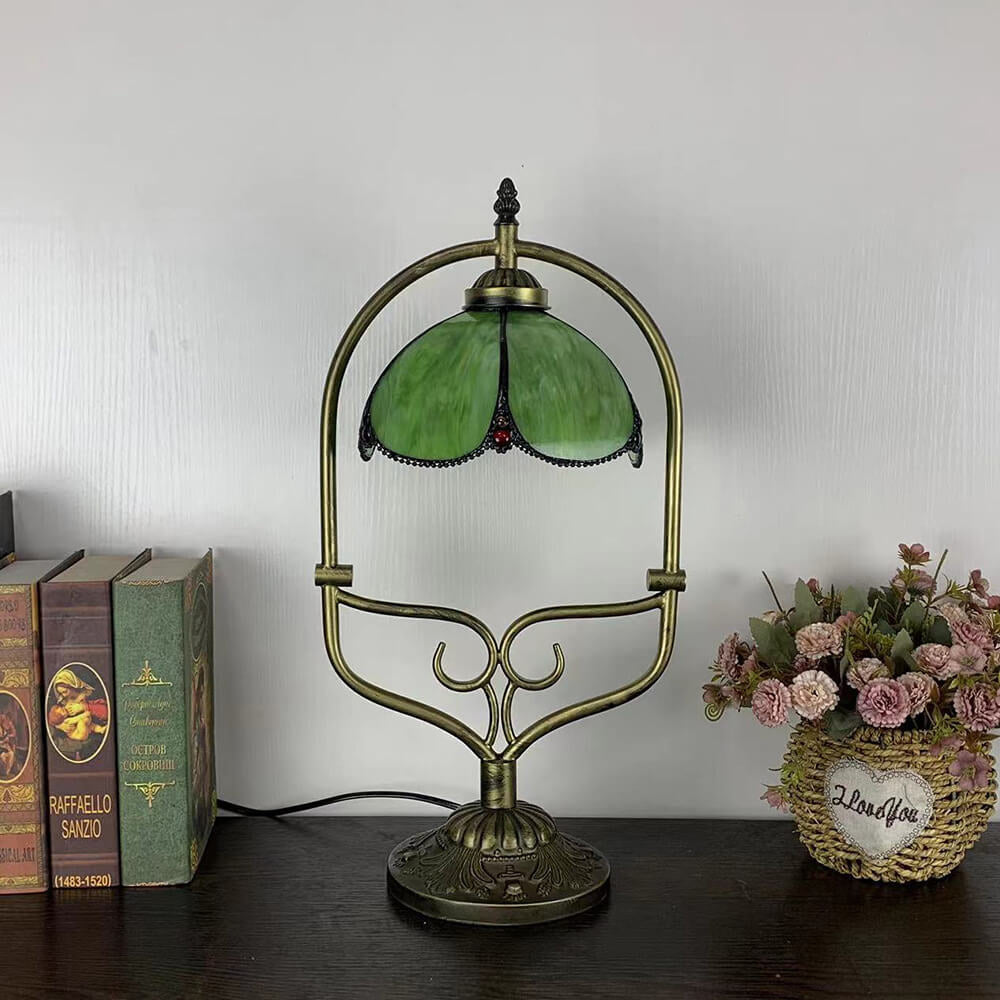Flower Stained Glass Metal Table Lamp