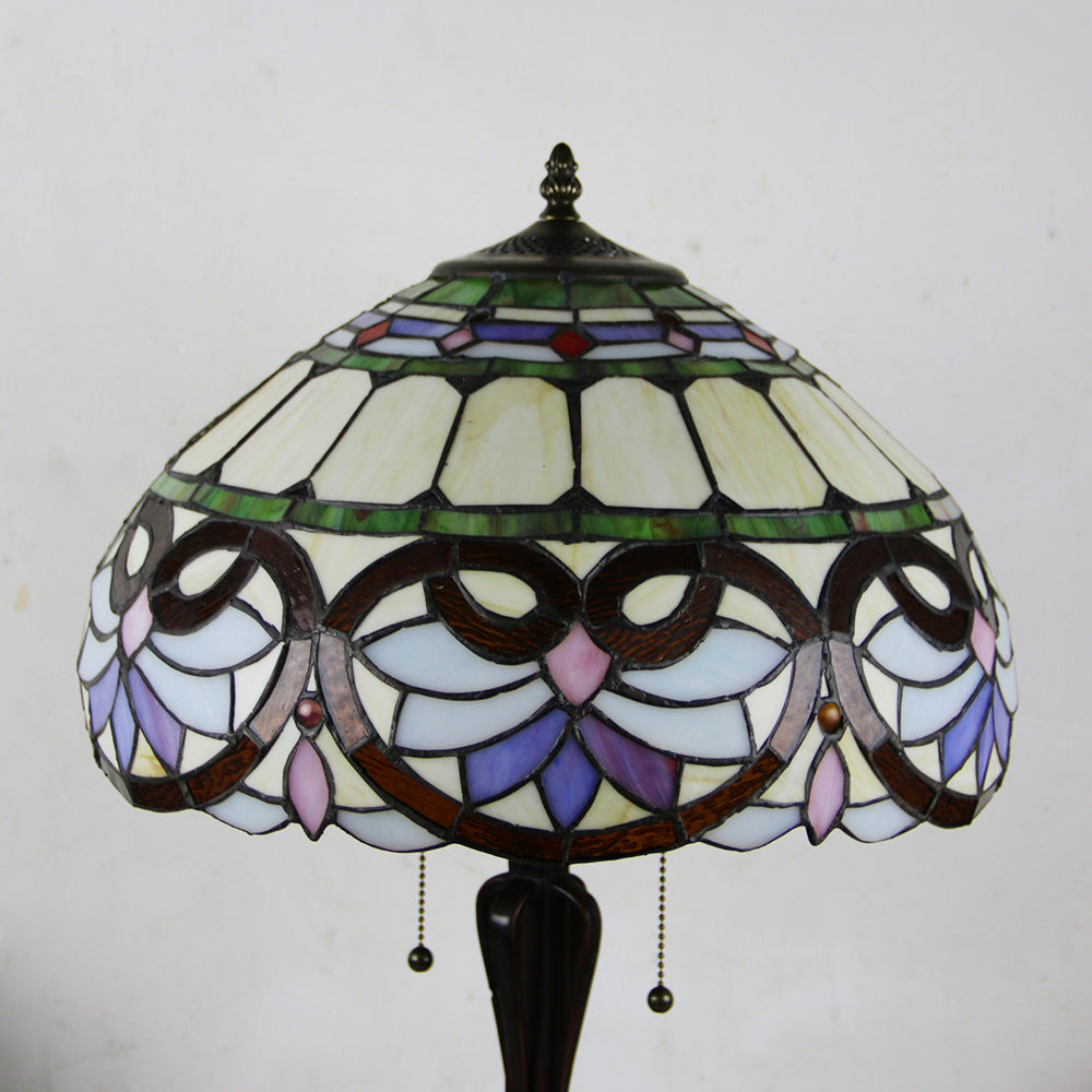Mediterranean Stained Glass Cone 2-Light Table Lamp