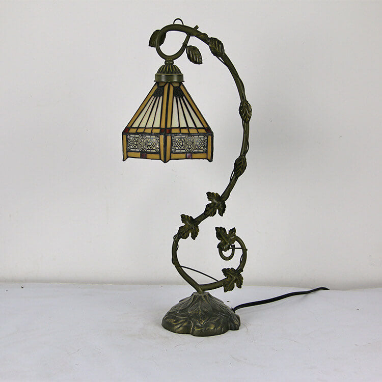 Rose Stained Glass Vine Table Lamp