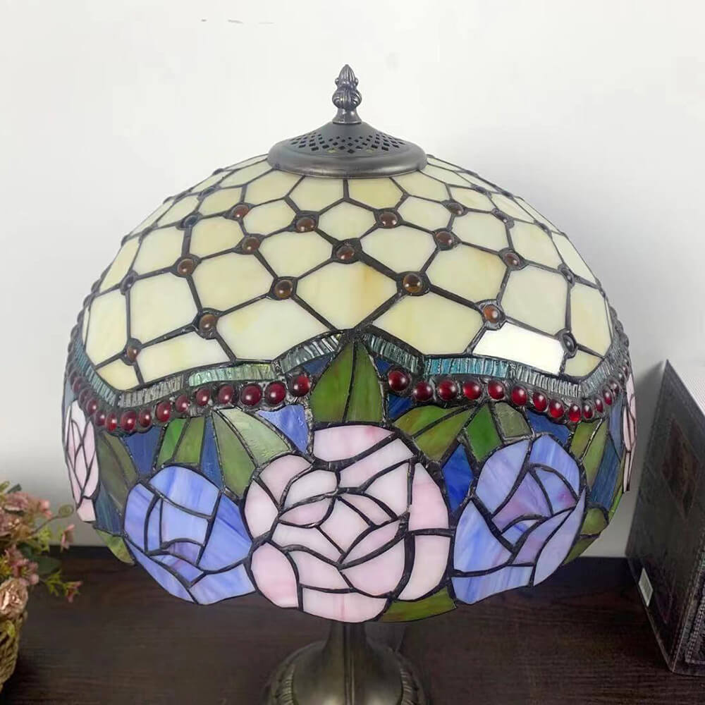 Flowers Stained Glass 2-Light Table Lamp