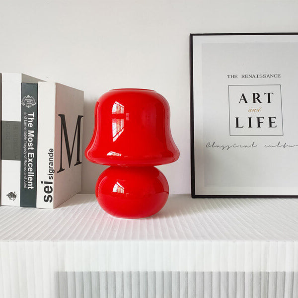 Cream Handmade Glass Mushroom Table Lamp