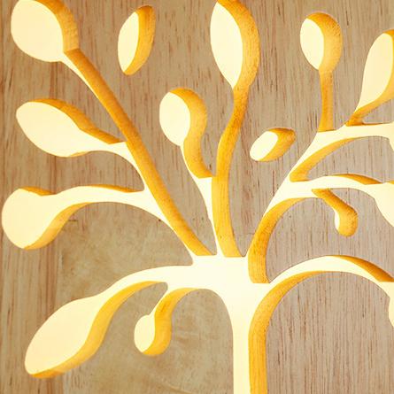 Solid Wood Happy Tree Wall Lamp