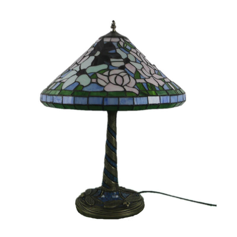 Flower Decor Stained Glass 2-Light Table Lamp