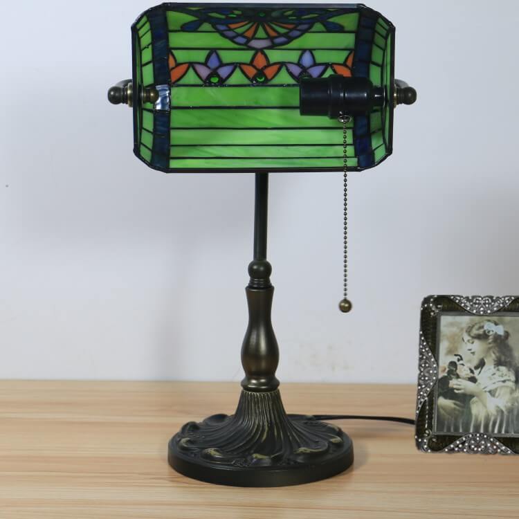 Baroque Stained Glass Bank Table Lamp