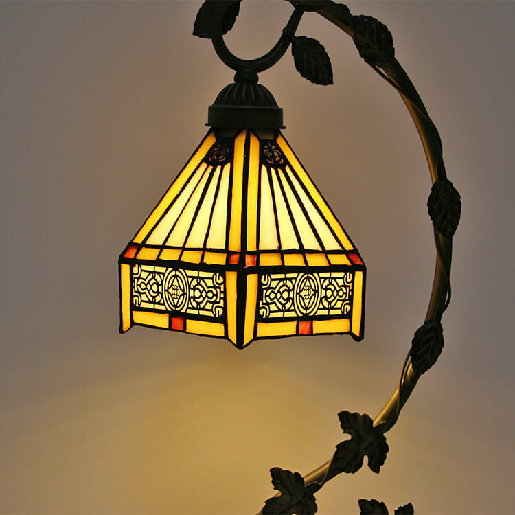 Rose Stained Glass Vine Table Lamp