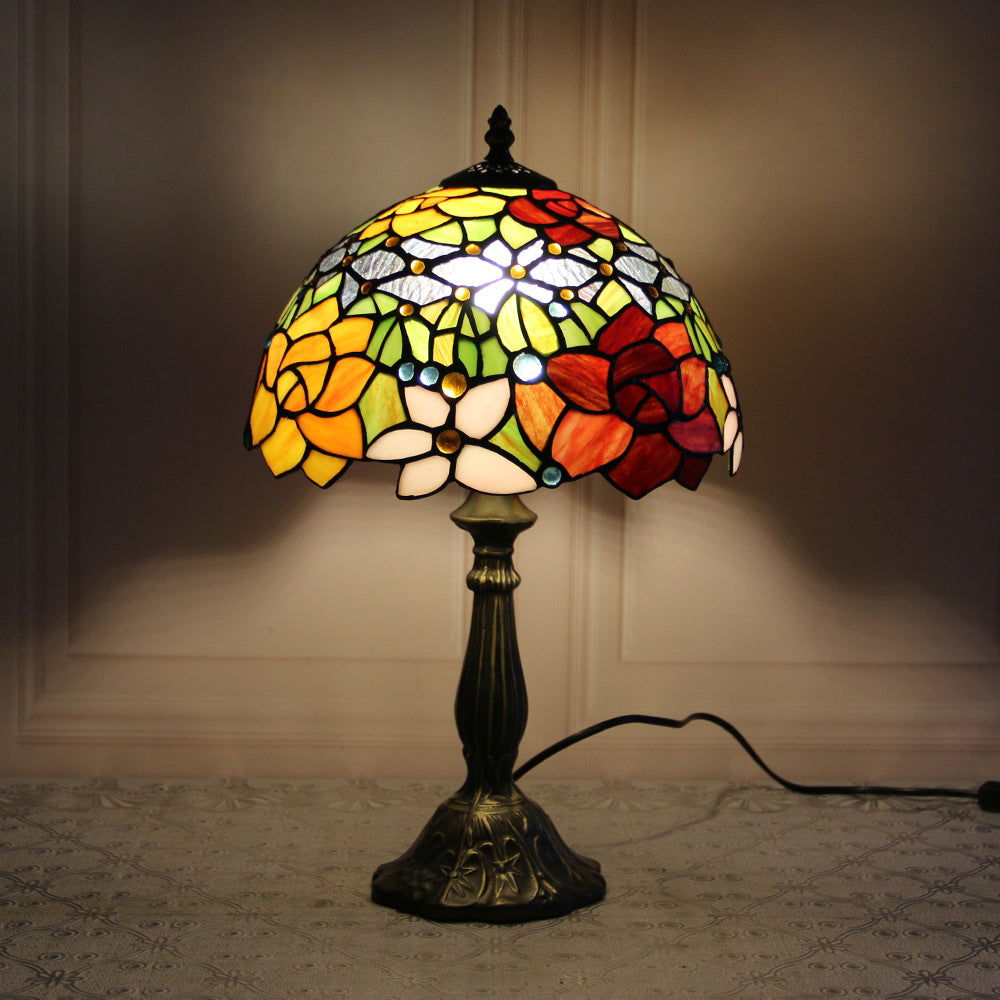 Stained Glass Dome Lotus Table Lamp