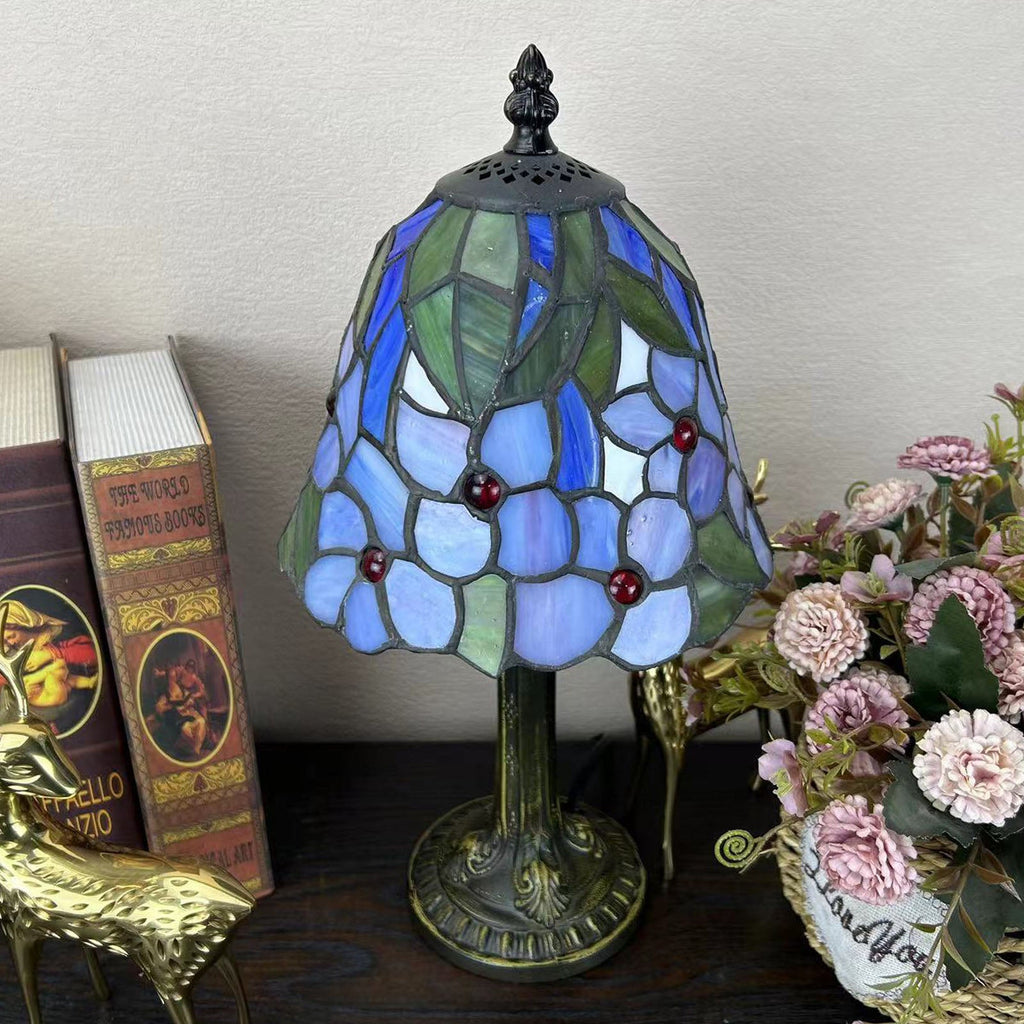 Alloy Glass Dome Flower Table Lamp