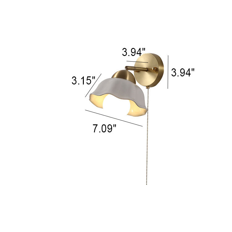 Floral Copper Ceramic Pull Wall Lamp