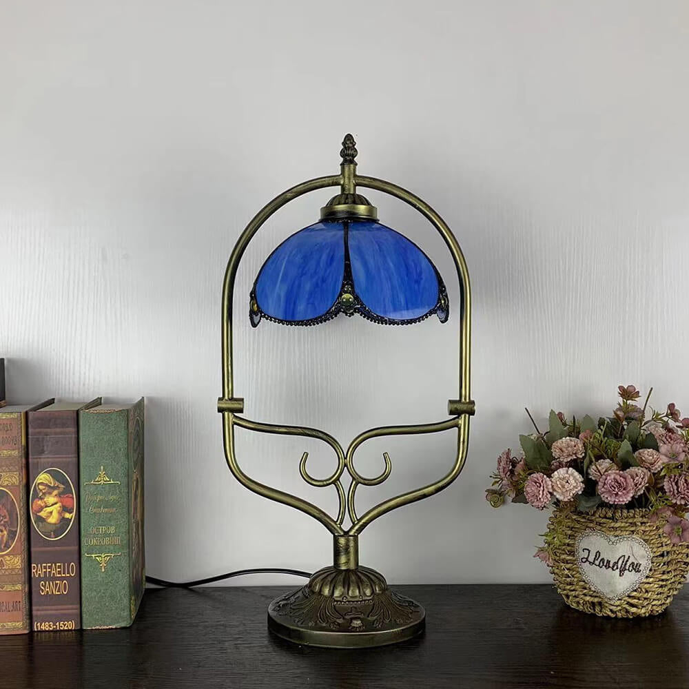 Flower Stained Glass Metal Table Lamp